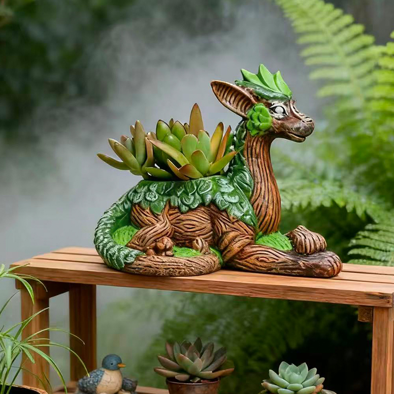 Echeveria Succulent - Креативный цветочный горшок в форме дракона,